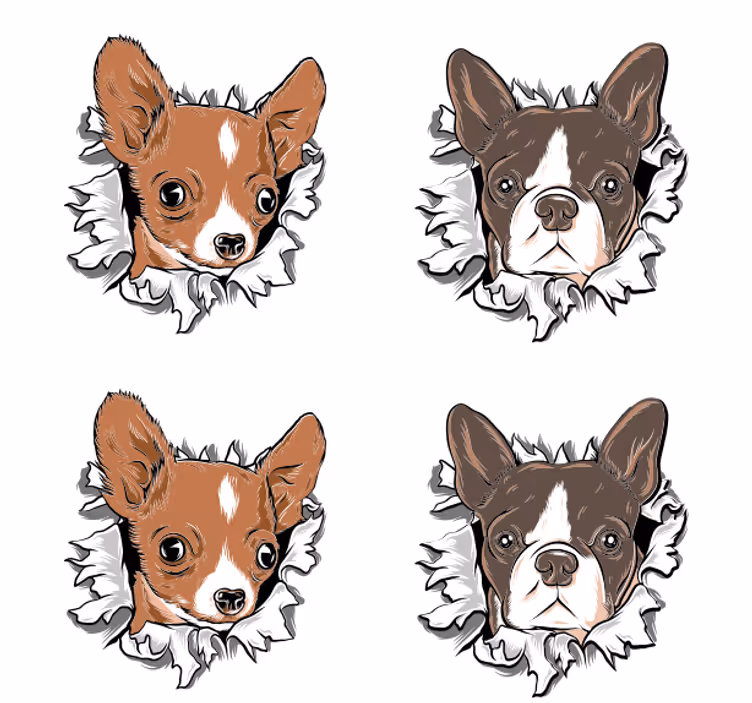 Sevimli animasyonlu köpekler inek bardak altlığı - TenStickers