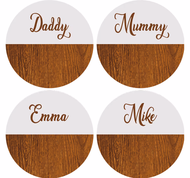 Ahşap mermer kişiye özel bardak altlıkları - TenStickers
