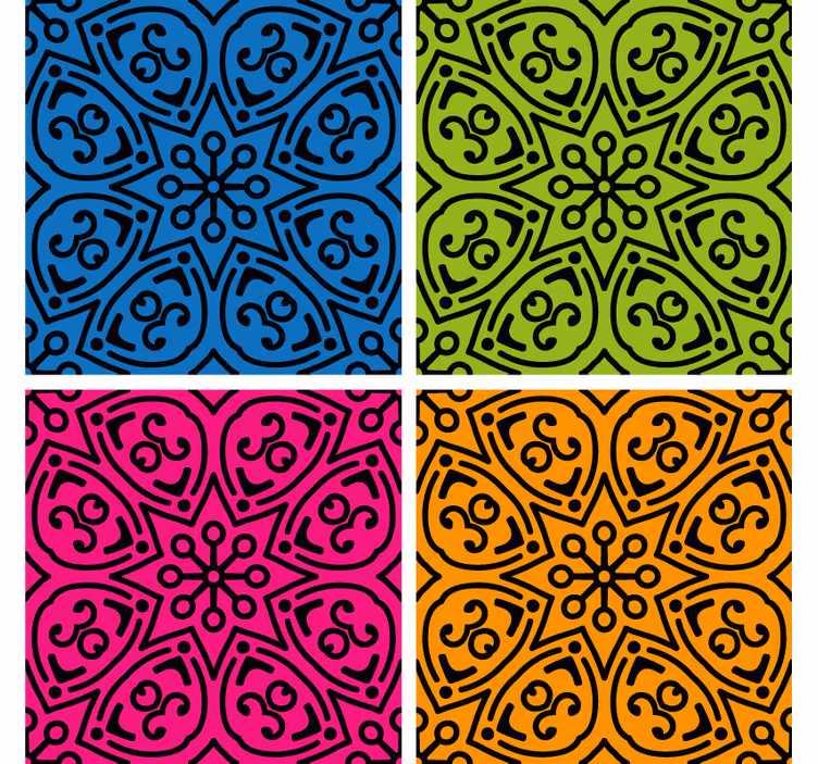 Mandala desenleri karo bardak altlıkları - TenStickers