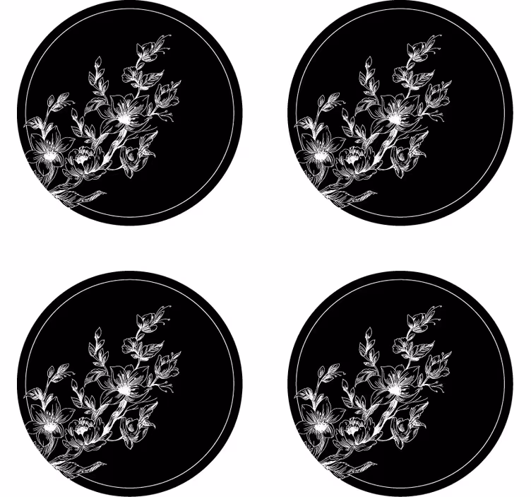 Bardak altlığı Çiçekli Çizgi sanatı - TenStickers