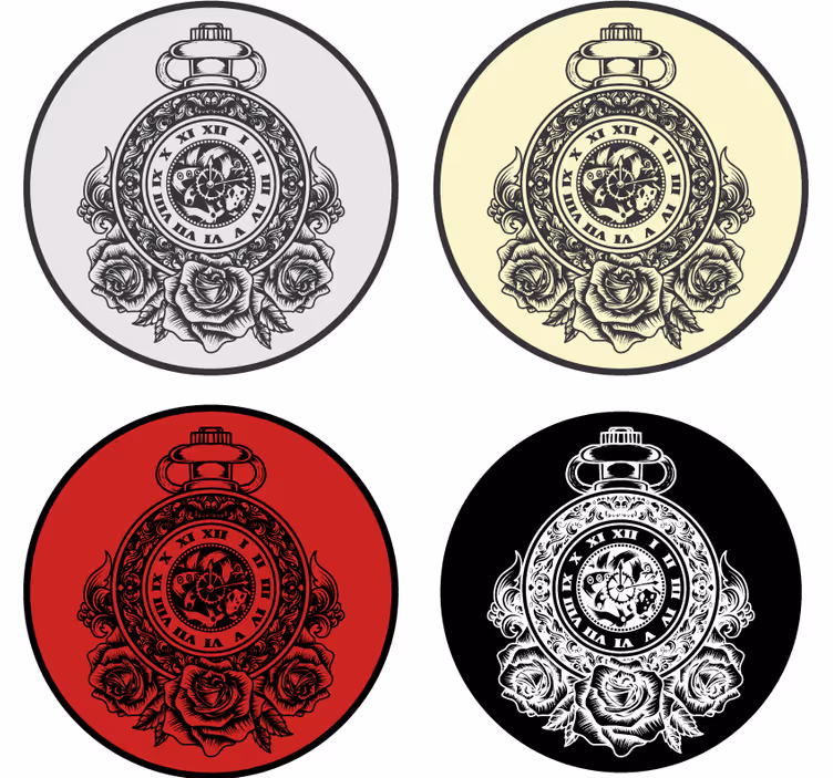 Vintage bardak altlığı gül desenli cep saati - TenStickers