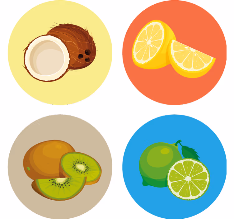 Modern bardak altlığı - meyve İllüstrasyonları koleksiyonu - TenStickers