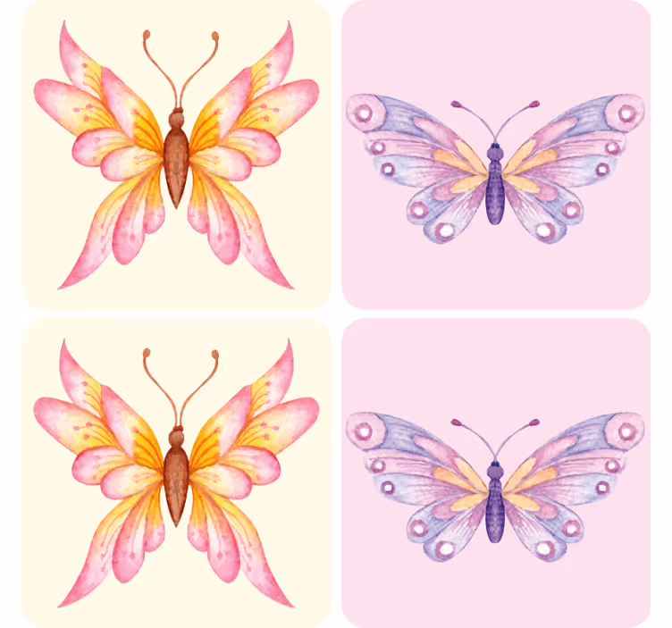 Ucube bardak altlığı renkli kelebek motifleri - TenStickers