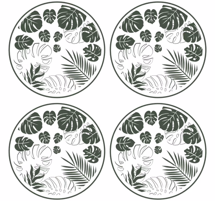Bardak altlığı yeşil bitki dairesel motif - TenStickers