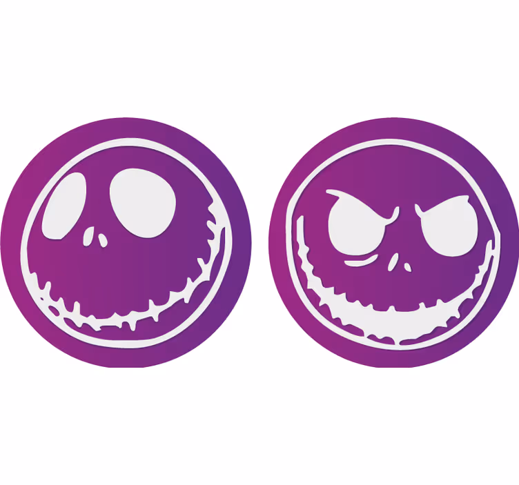 Cadılar bayramı bardak altlığı kafatası yüz karakterleri - TenStickers
