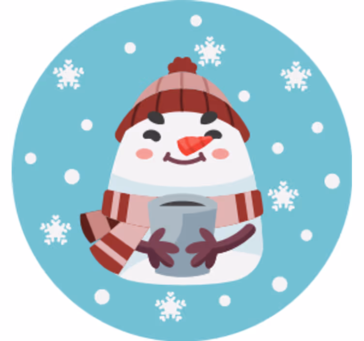 Kardan adam, içinde, lâ notasi, kırmızı eşarp, noel coaster - TenStickers