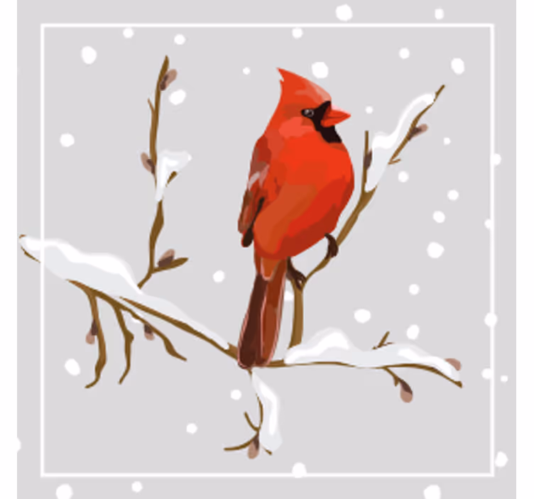 Kışın sevimli kuş noel treni - TenStickers
