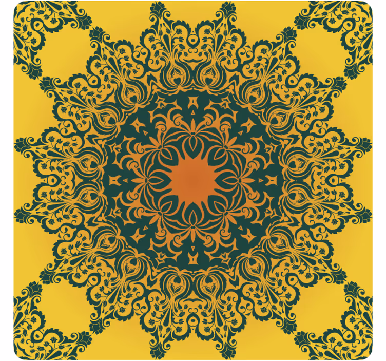 Ornate yellow pattern bardak altlığı - TenStickers