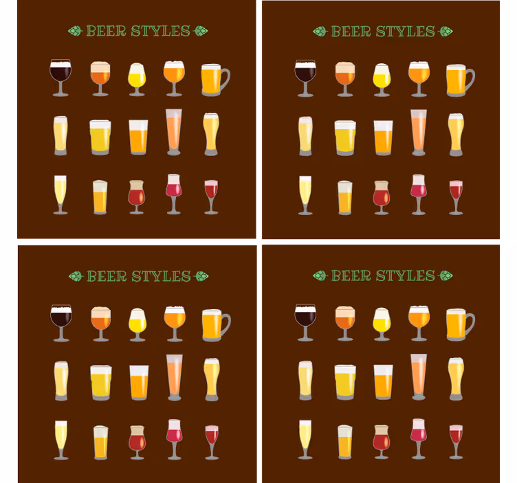 Bira bardak altlığı - Çeşitli bira bardakları - TenStickers
