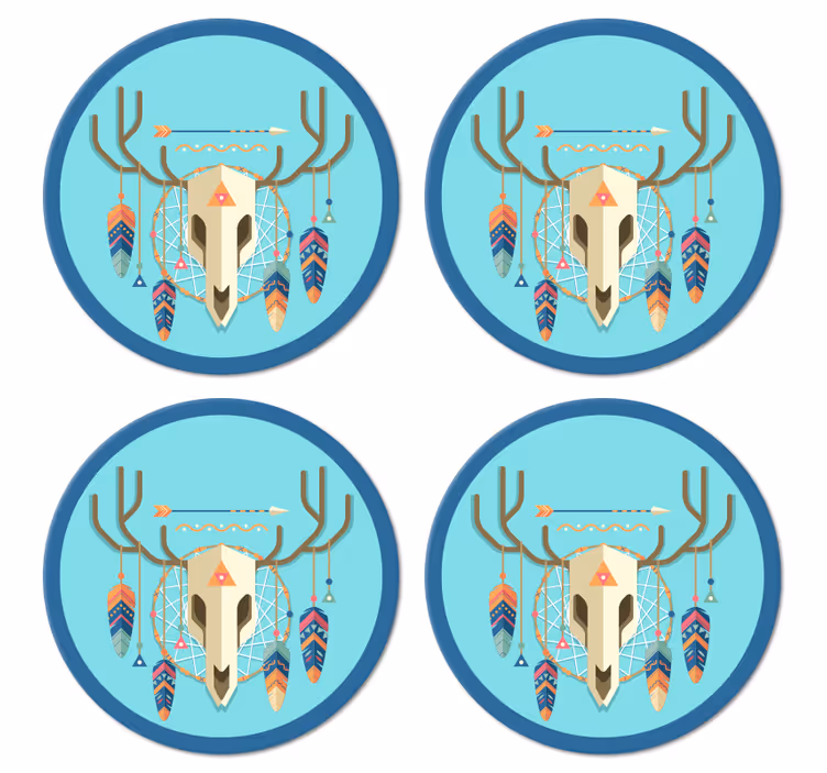 Kafatası boho tarzı modern bardak altlığı - TenStickers