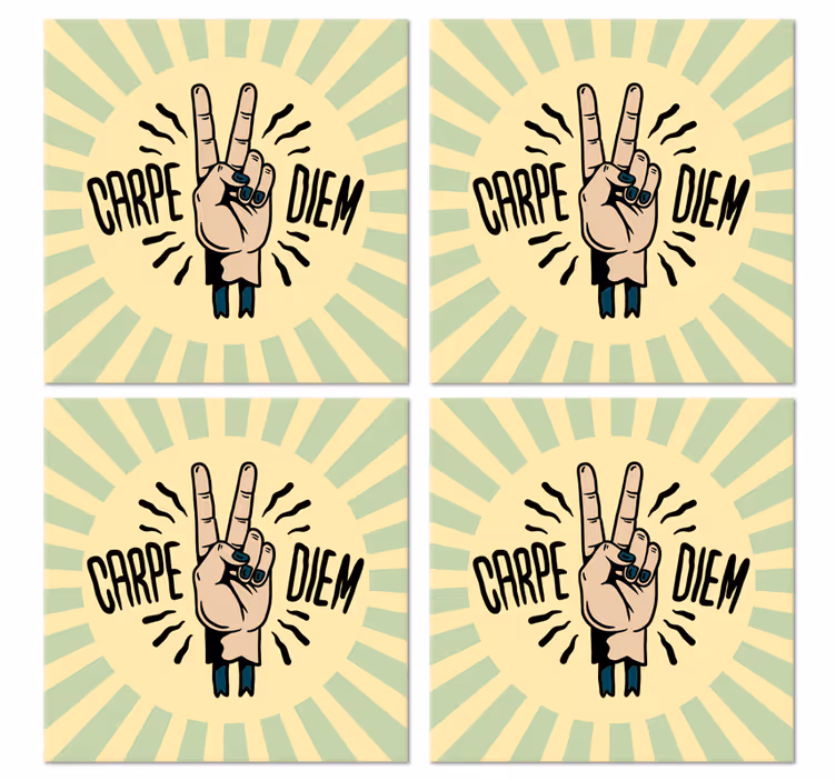 Havalı retro motivasyonel inek bardak altlıkları - TenStickers
