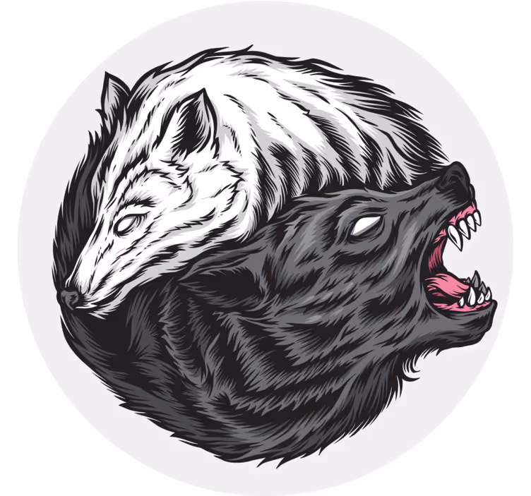 Yin yang kurt illüstrasyon cadılar bayramı coaster - TenStickers