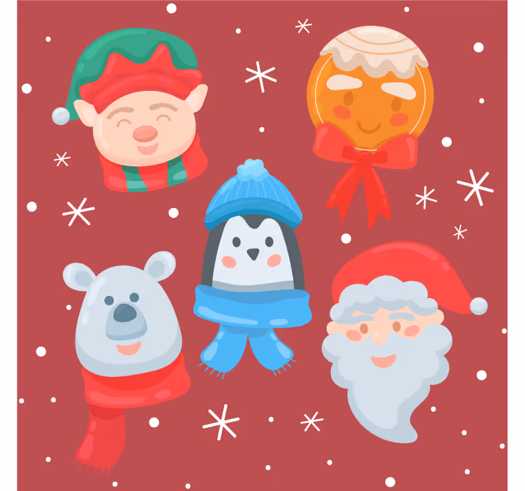 çeşitli çizgi film figürleri noel treni - TenStickers