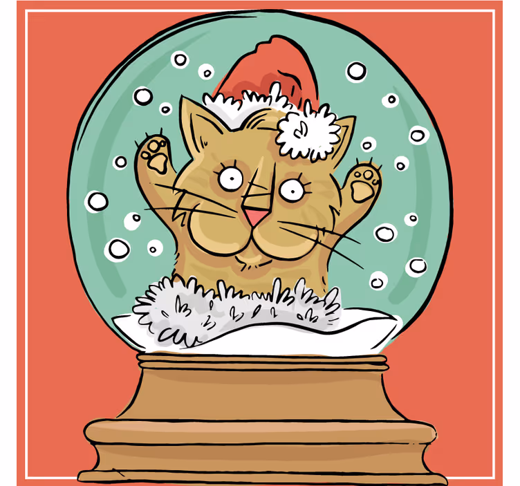 Noel bardak altlığı kedi kar küresi - TenStickers