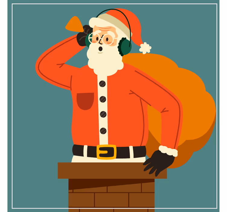 Noel bardak altlığı - santa dinleyen baca - TenStickers