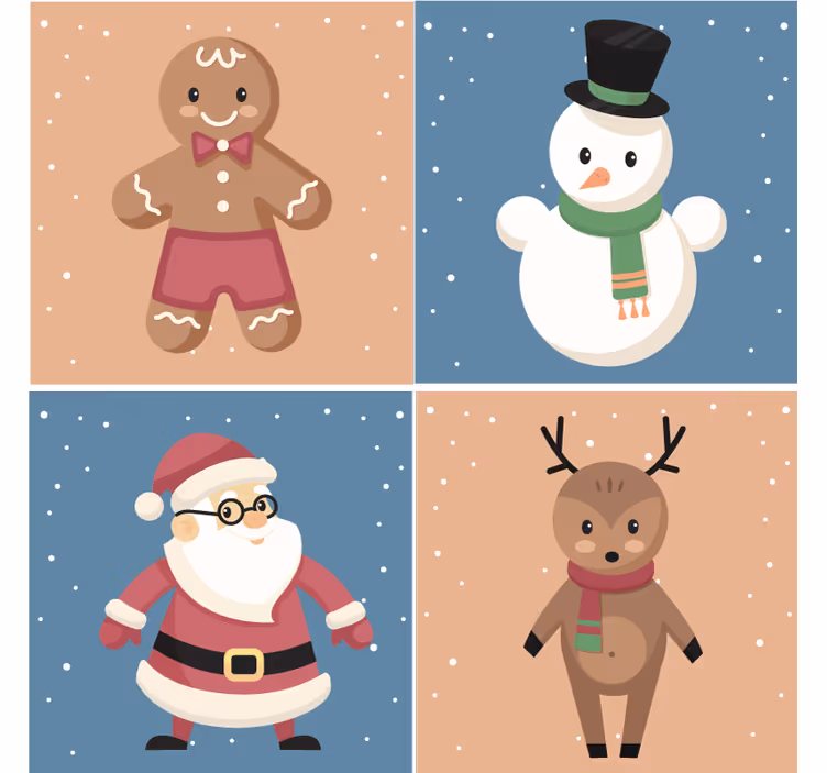 Noel bardak altlığı Şenlikli zencefilli figürler - TenStickers