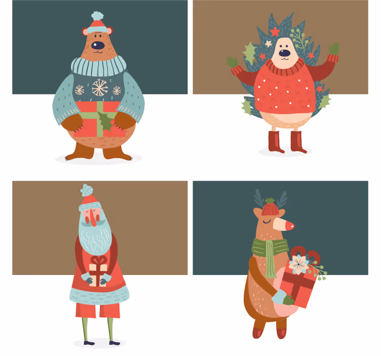 Noel bardak altlığı festif karakterler koleksiyonu - TenStickers
