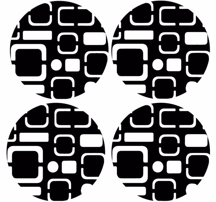 Bardak altlığı geometrik siyah motifler - TenStickers