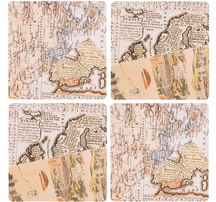 Vintage bardak altlığı - vintage harita bardak altlıkları - TenStickers