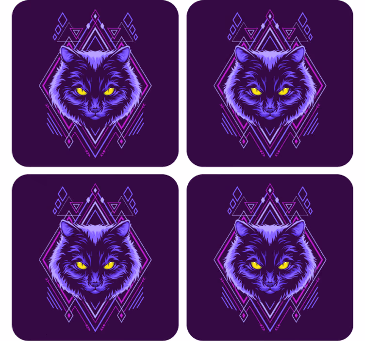 Ucube bardak altlığı Şık kedi İllüstrasyonu - TenStickers