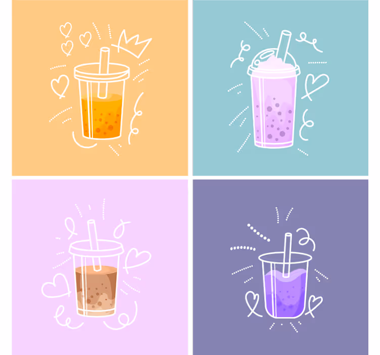 Modern bardak altlığı renkli İçecek İllüstrasyonları - TenStickers