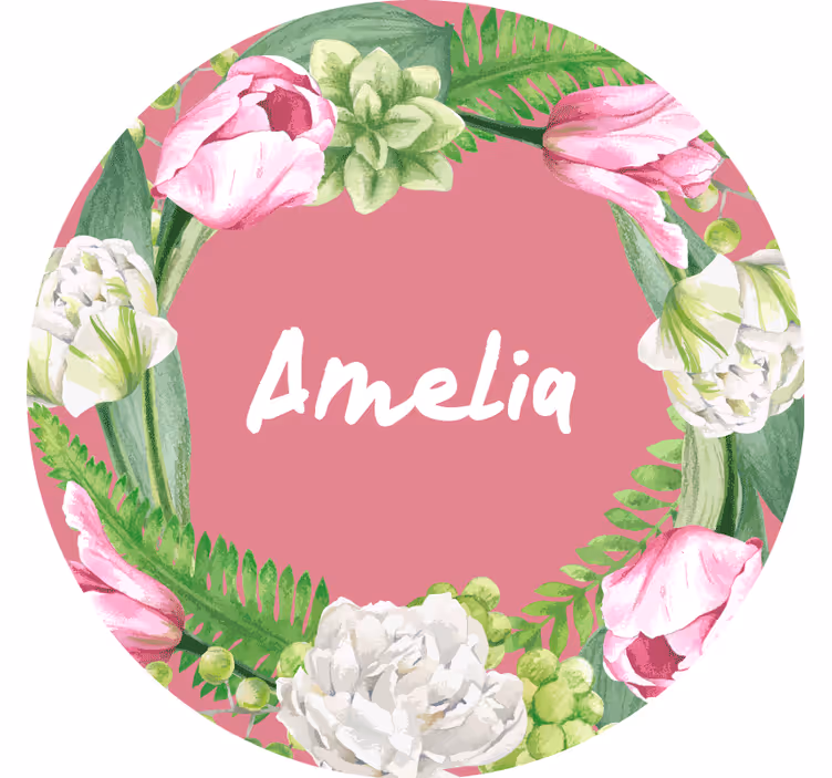 İsimli bardak altlığı pembe Çiçek taç - TenStickers