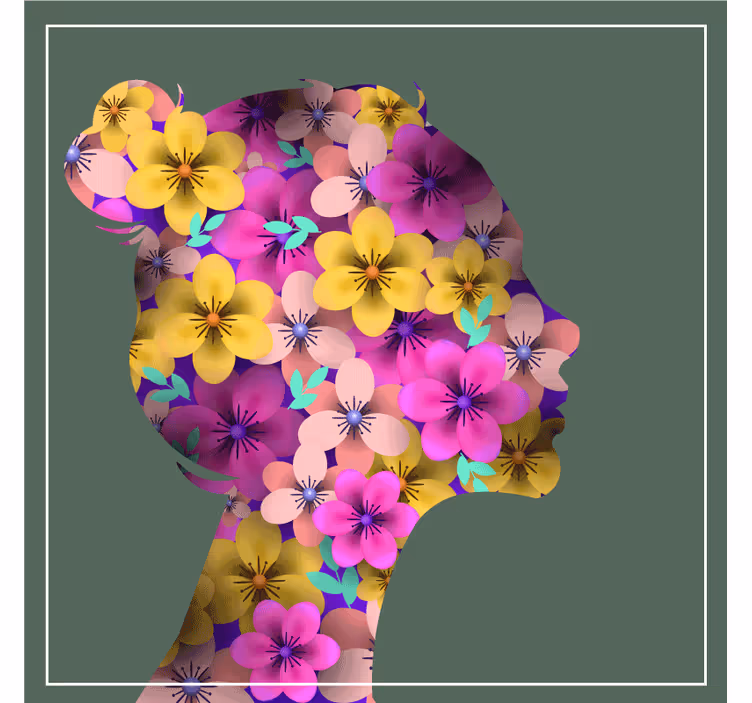 Modern bardak altlığı Çiçek silueti profili - TenStickers