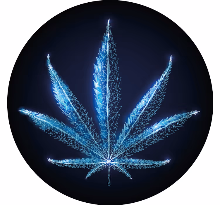 Dairesel mavi marihuana bitkisi modern coaster - TenStickers