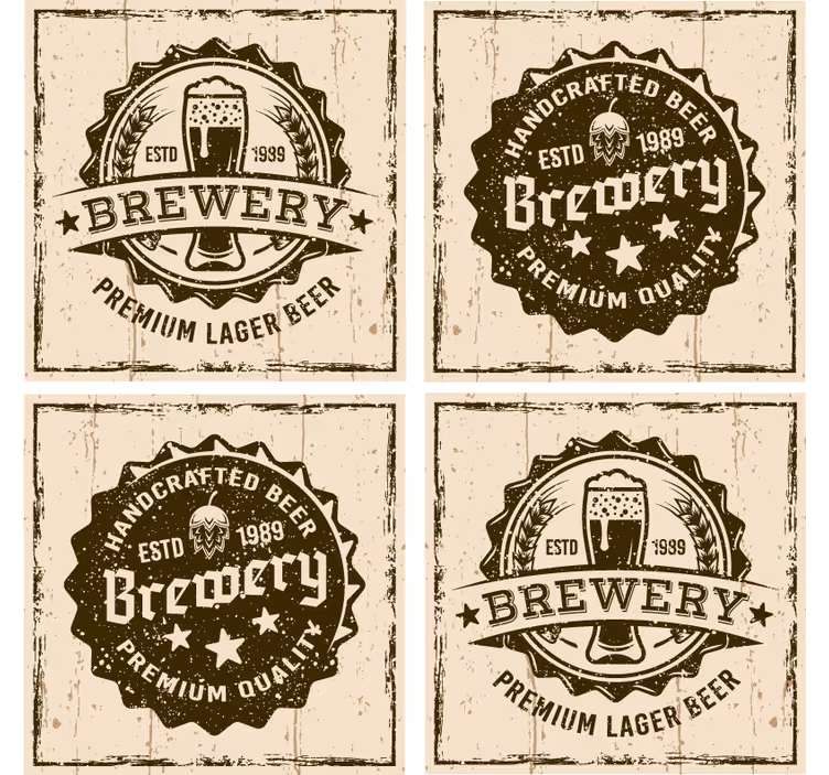 Bira bardak altlığı - vintage bira fabrikası rozeti tasarımı - TenStickers