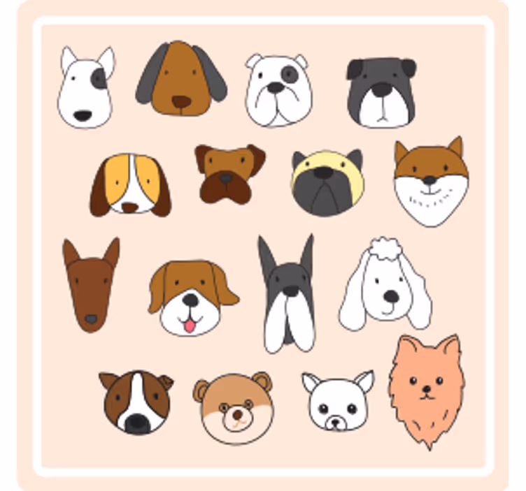 Ucube bardak altlığı sevimli hayvan yüzleri - TenStickers