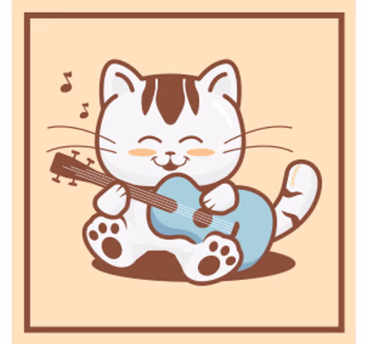Müzisyen kedi çizgi film modern coaster - TenStickers