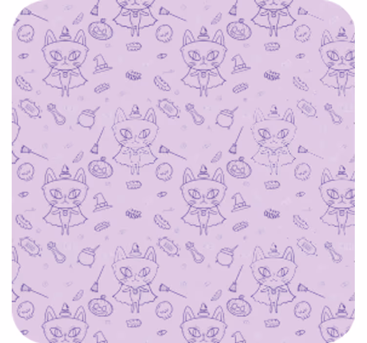 Cadı kedi çizgi film modern coaster - TenStickers