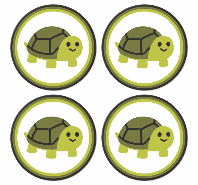 Komik gülümseyen kaplumbağa çizgi film modern coaster - TenStickers