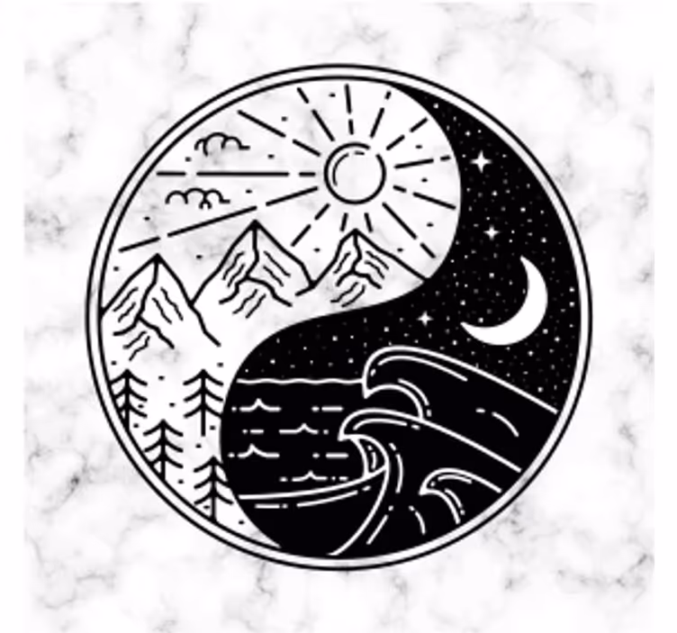 Mermer modern coaster üzerinde ying yang - TenStickers
