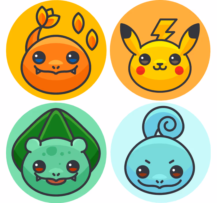 Pokemon karakterleri daha fazla bardak altlığı - TenStickers