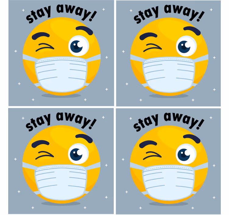 Bardak altlığı - maske takan göz kırpan emoji - TenStickers