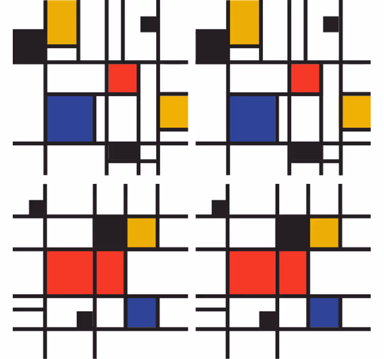 Mondrian geometrik sanat modern coaster - TenStickers