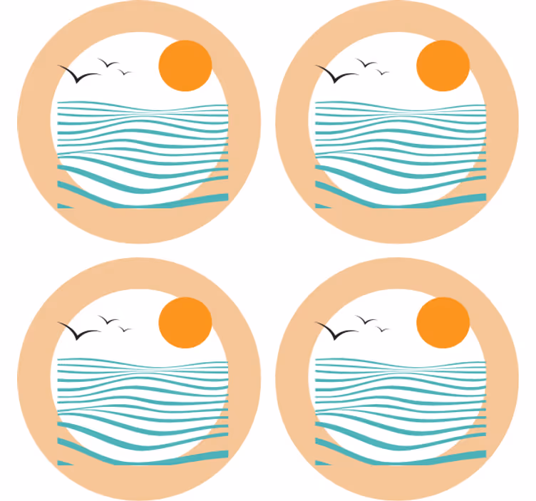 Modern bardak altlığı dalga deseni gün batımı - TenStickers