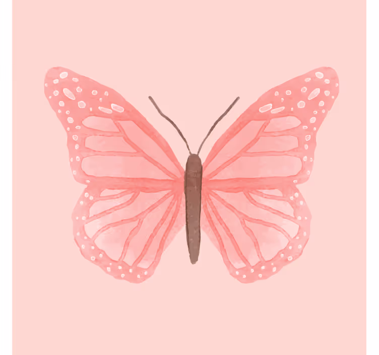 Vintage bardak altlığı pembe kelebek İllüstrasyonu - TenStickers