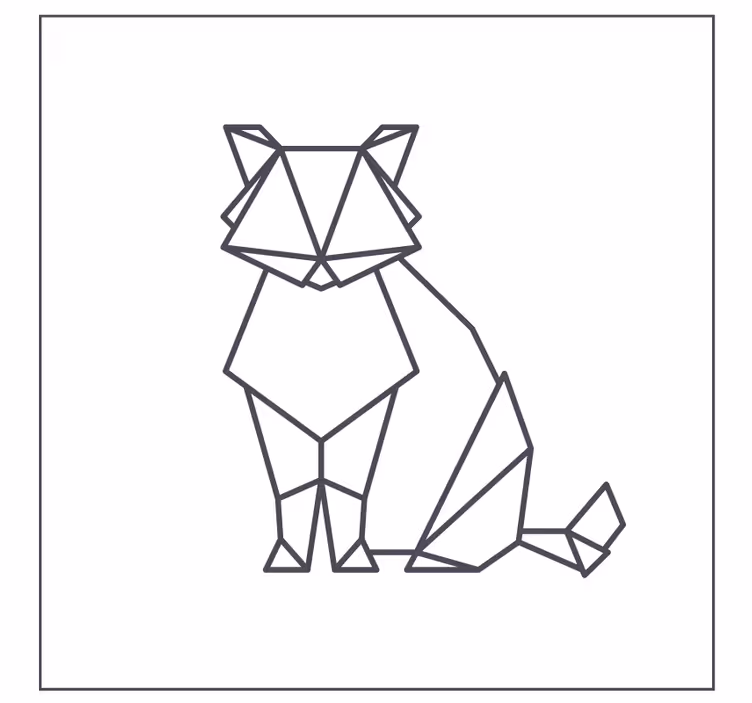 Ucube bardak altlığı geometrik kedi figürü - TenStickers