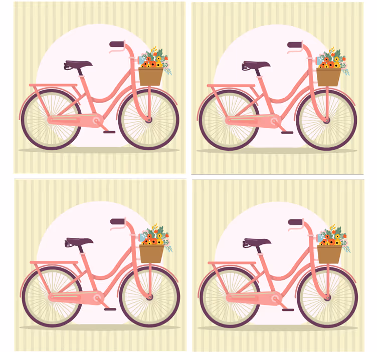 Modern bardak altlığı pembe bisikletli Çiçekler - TenStickers