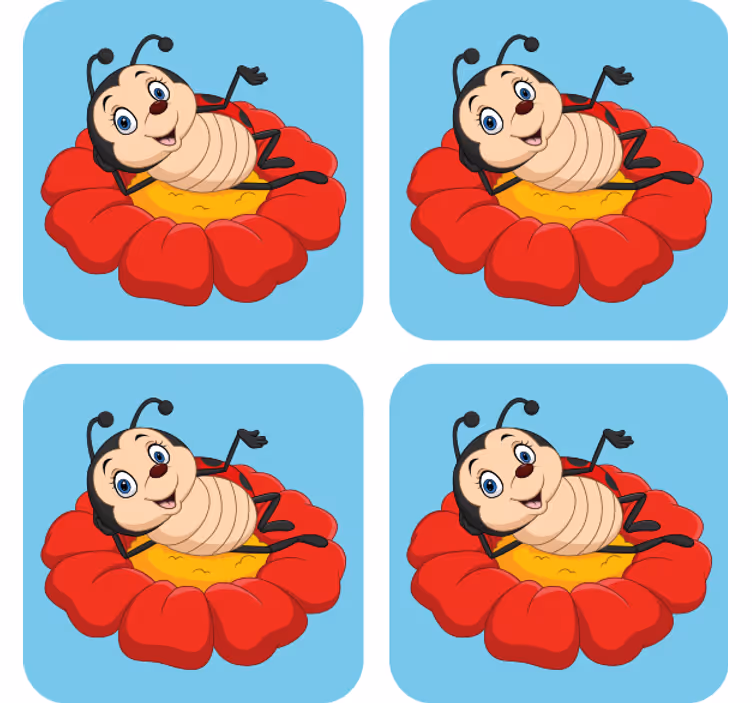 Ucube bardak altlığı neşeli böcek karakteri - TenStickers