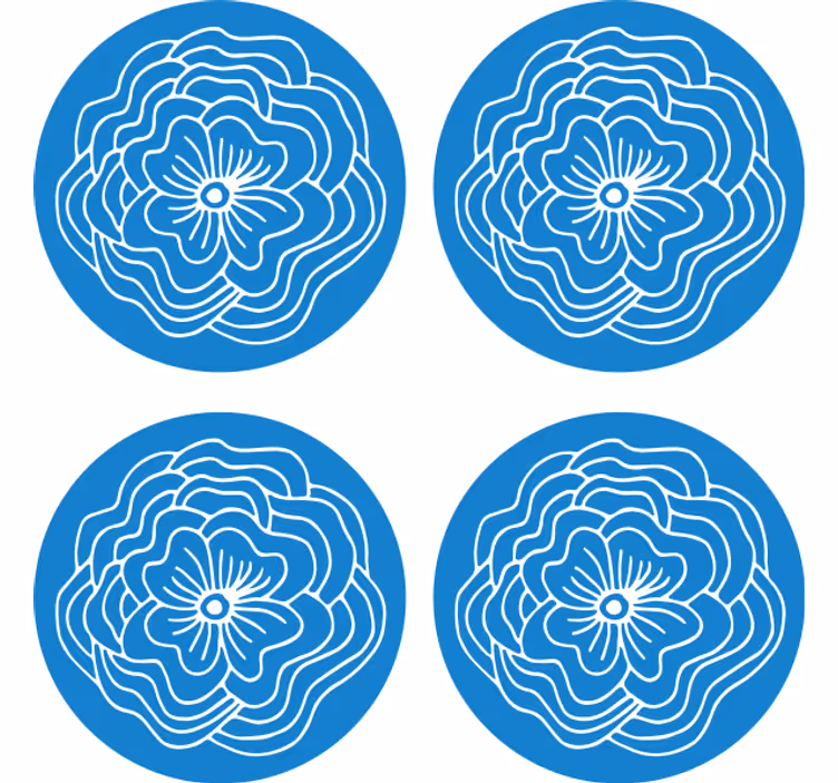 Mavi modern coaster ile siluet çiçek - TenStickers