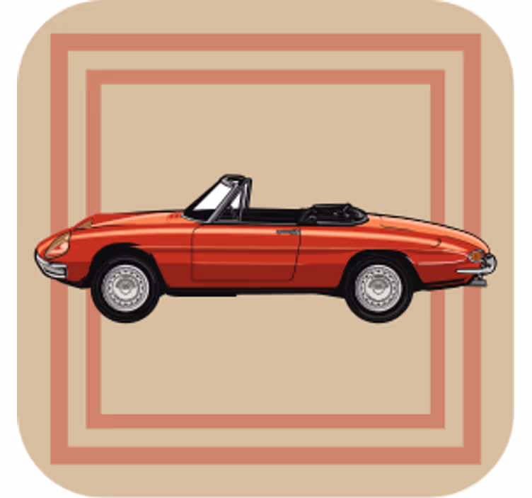 Cabrio kırmızı araba eski model coaster - TenStickers
