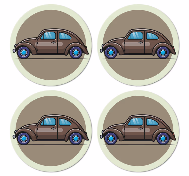 Beetle çizgi film araba bağbozumu coaster - TenStickers