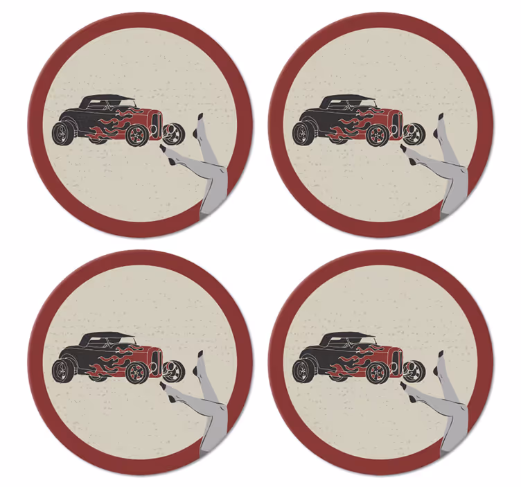 Kız bacakları ve araba vintage coaster - TenStickers