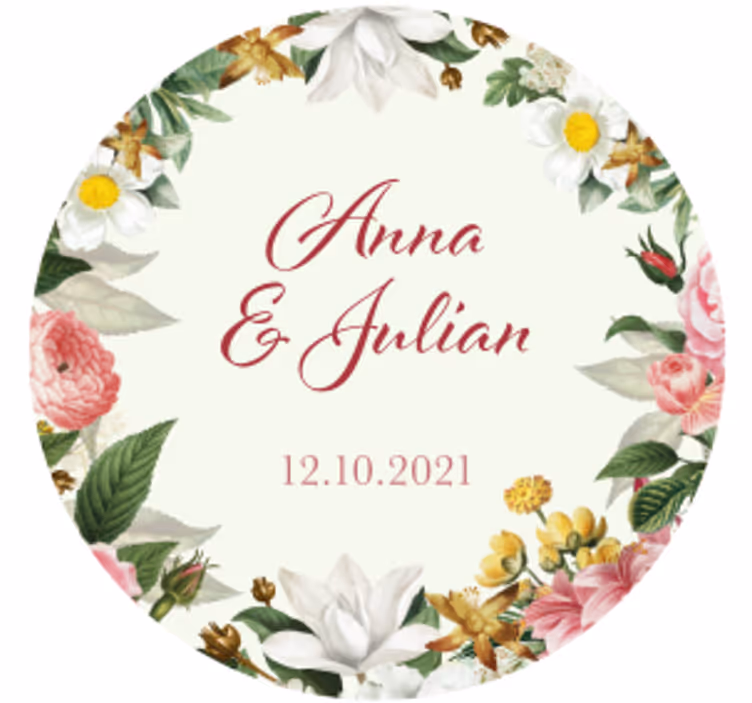 Floral düğün bardak altlığı kişiye Özel - TenStickers