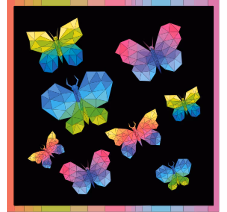 Ucube bardak altlığı renkli geometrik kelebekler - TenStickers