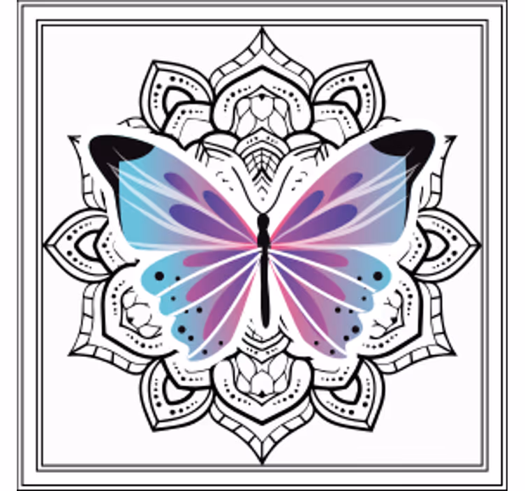 Renkli kelebek mandala bardak altlığı - TenStickers