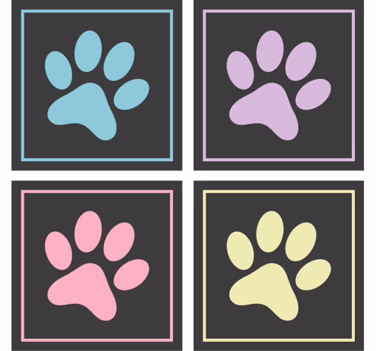 Inanılmaz renkli köpek patileri modern coaster - TenStickers